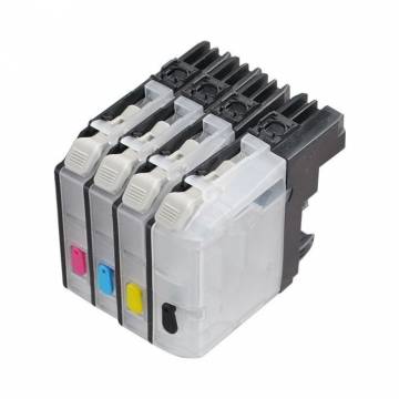 para Brother LC123 LC125 4 cartuchos transparentes recargables sin chip para Brother LC123 LC125 4 cartuchos transparentes recargables sin chip