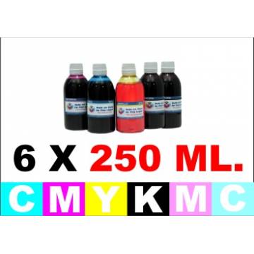 pack 6 botellas 1 Litro tinta para cartuchos para HP BkpgCMYCcMc pack 6 botellas 1 Litro tinta para cartuchos para HP BkpgCMYCcMc