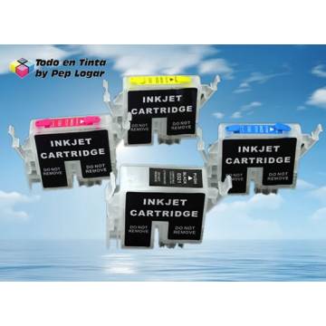 T042X pack de 4 cartuchos compatibles recargables transparentes vacios para C82 CX5200 CX5400 T042X pack de 4 cartuchos compatibles recargables transparentes vacios para C82 CX5200 CX5400